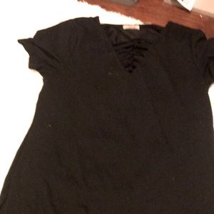 Black short sleeve v neck